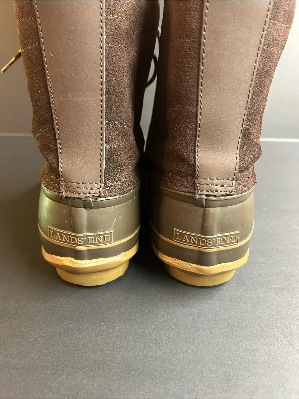 Lands' End Brown Waterproof Lace-Up Duck Boots w/ steel shank